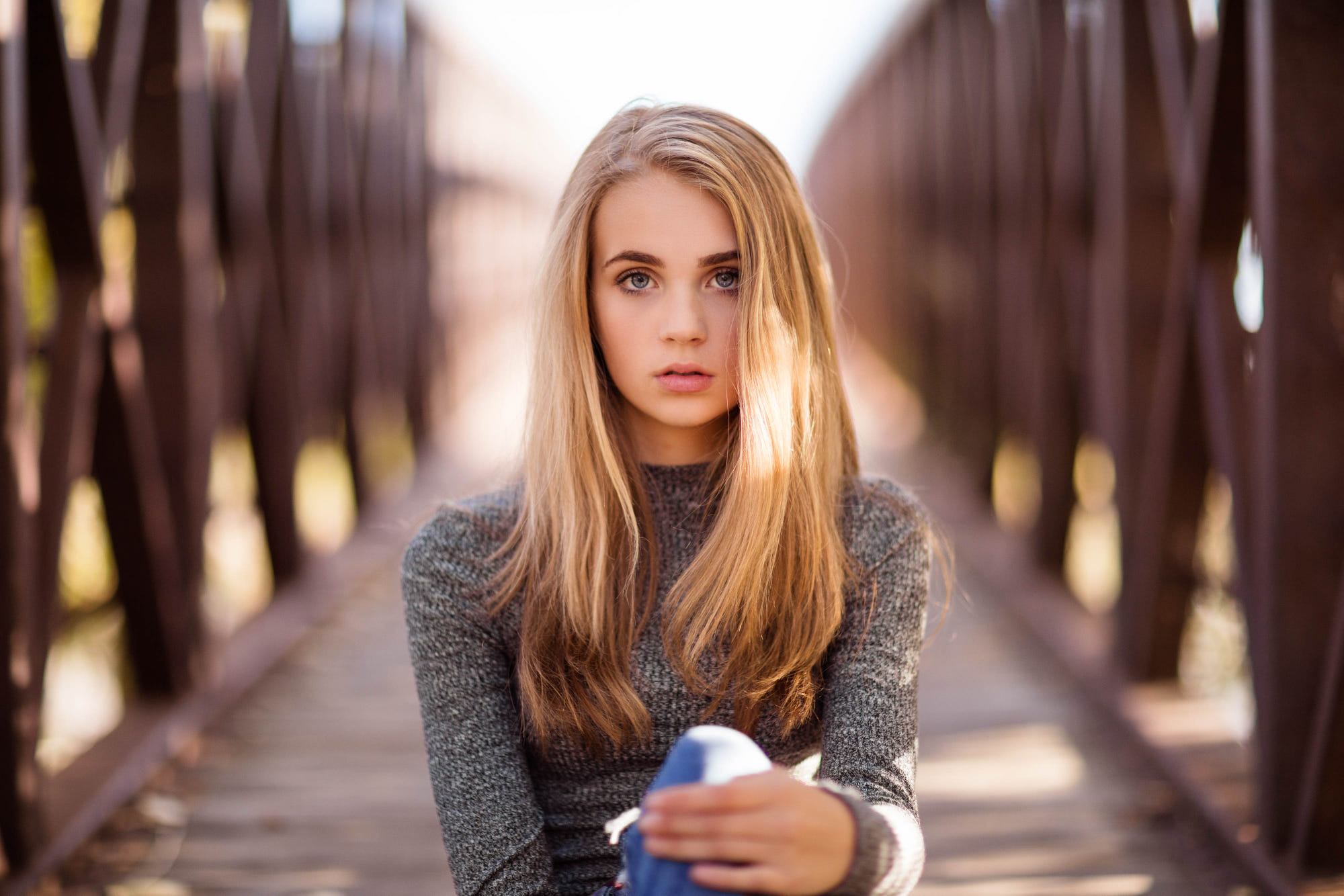 Portrait of a young girl with blond hair