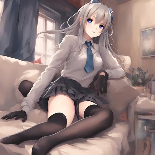 Anime girl in stockings