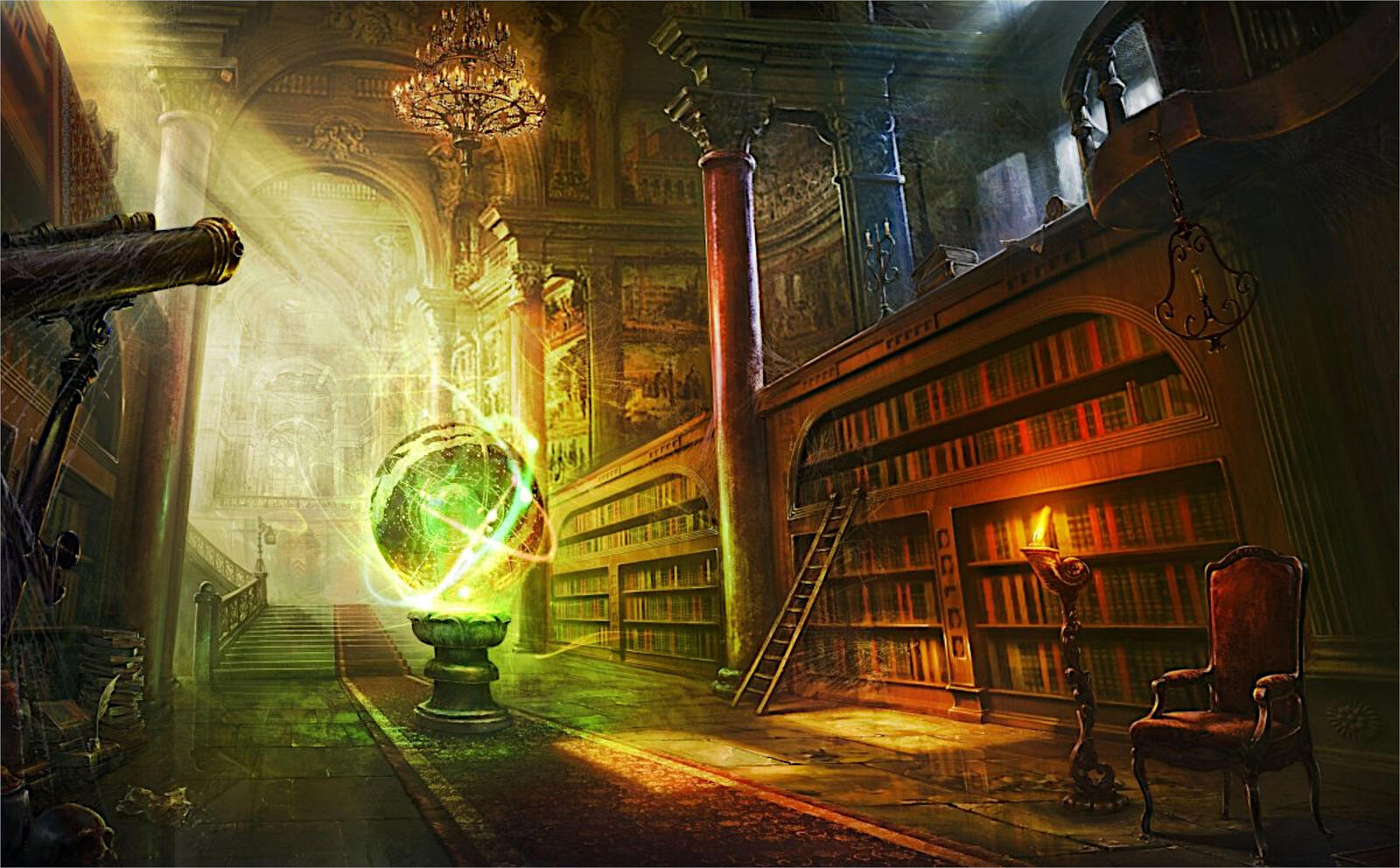 Wallpapers fairy tale library magic on the desktop