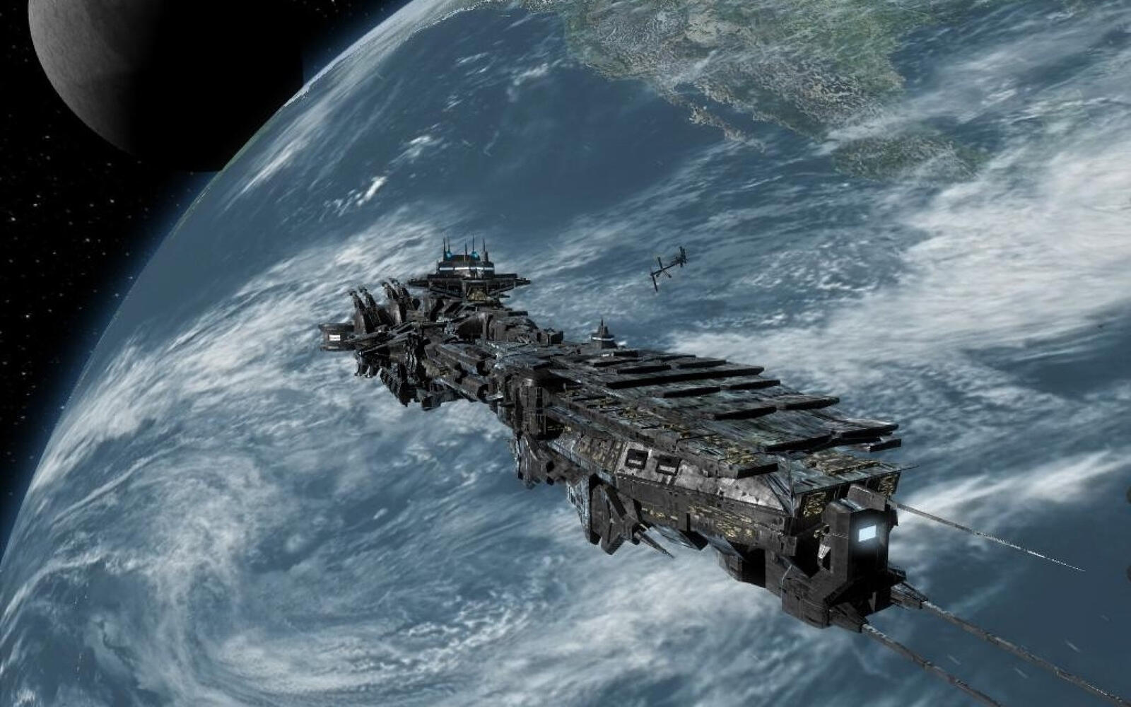 Бесплатное фото Космический корабль на фоне земли