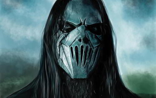 Mick Thomson in a mask