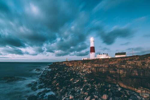 Lighthouse in cloudy weather