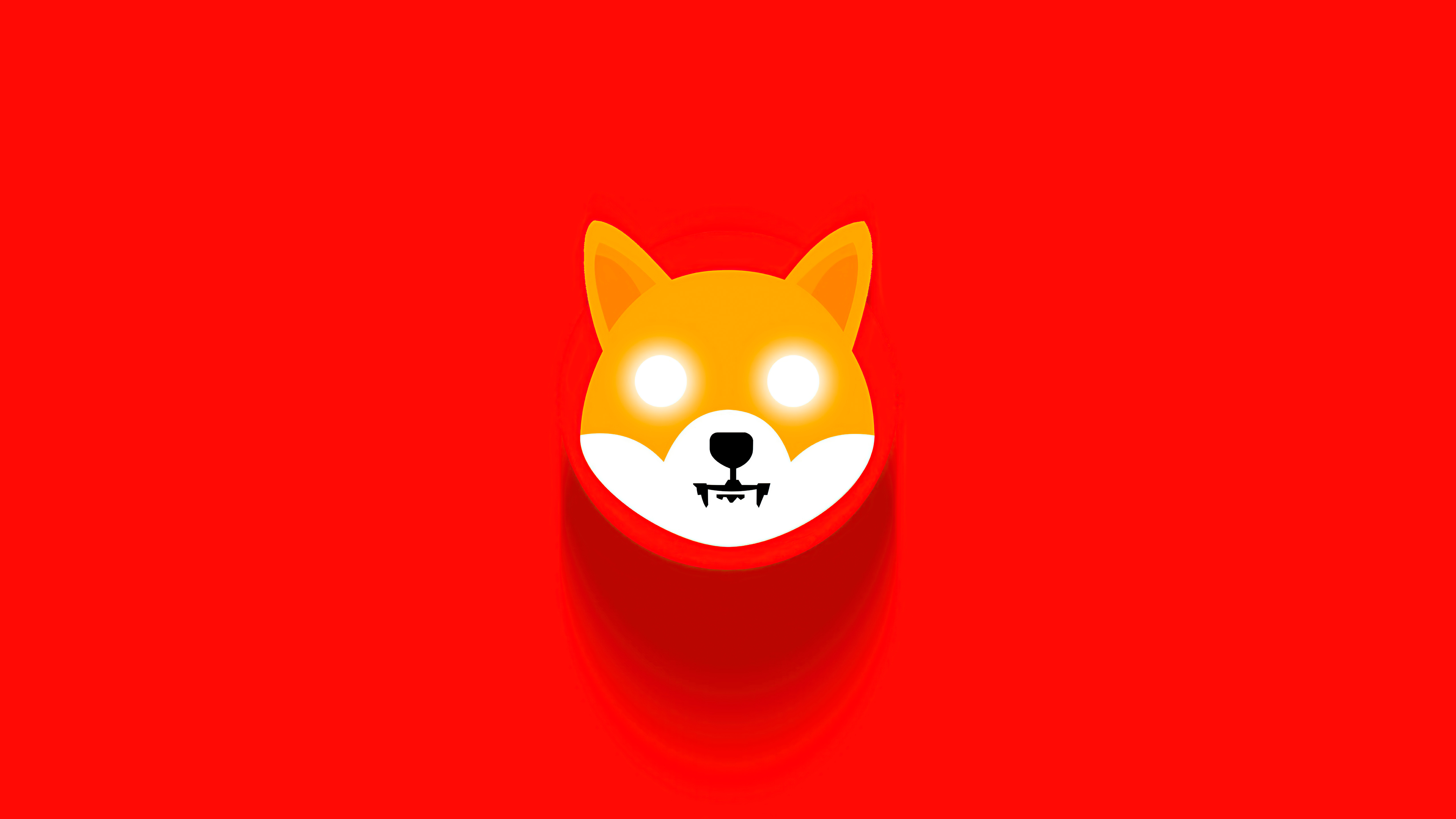 Rendering of a Shiba Inu Face on a Red Background