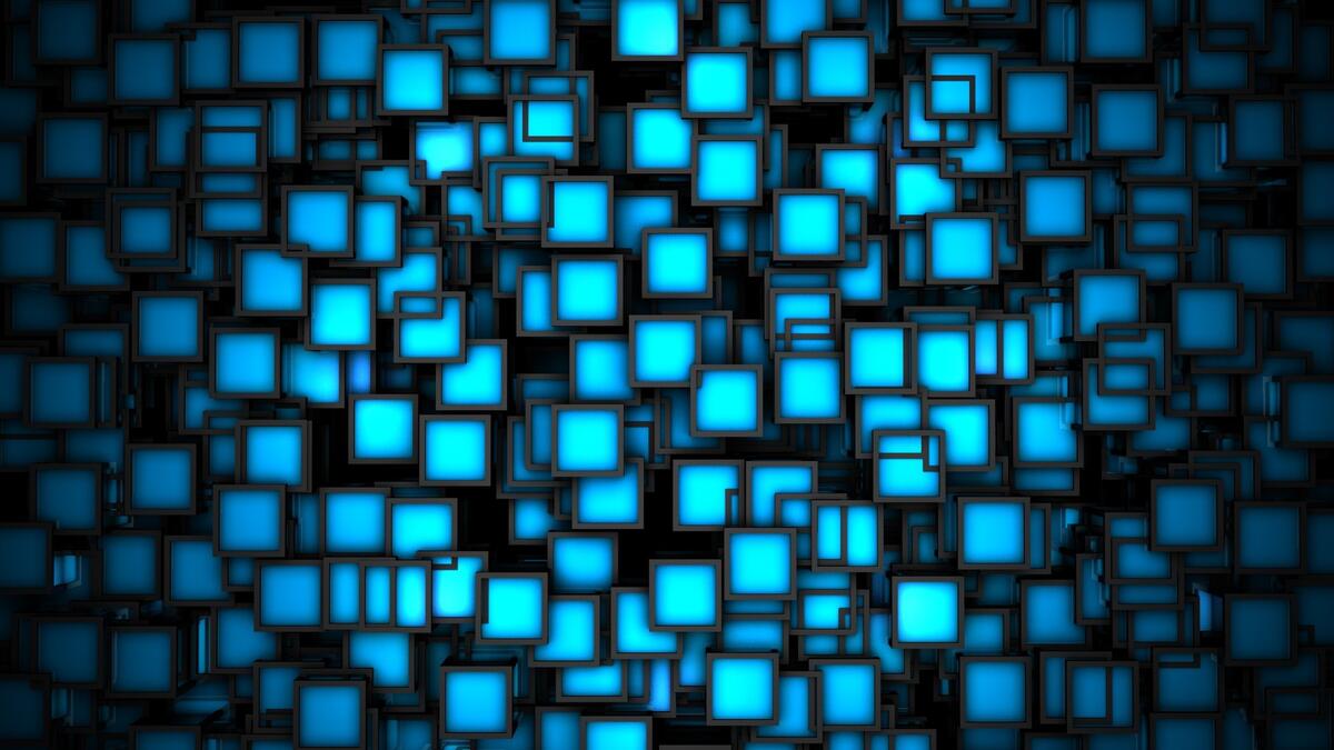 Рендеринг голубые кубики с 3д эффектом