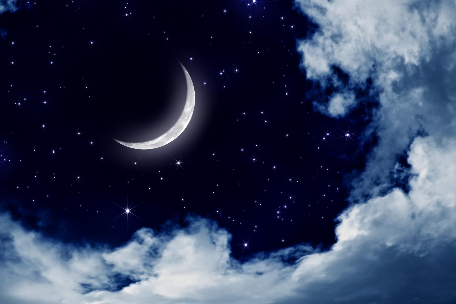 Бесплатное фото Рендеринг луна на облачном небе