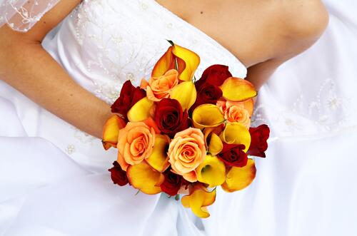The bride with the yellow bouquet