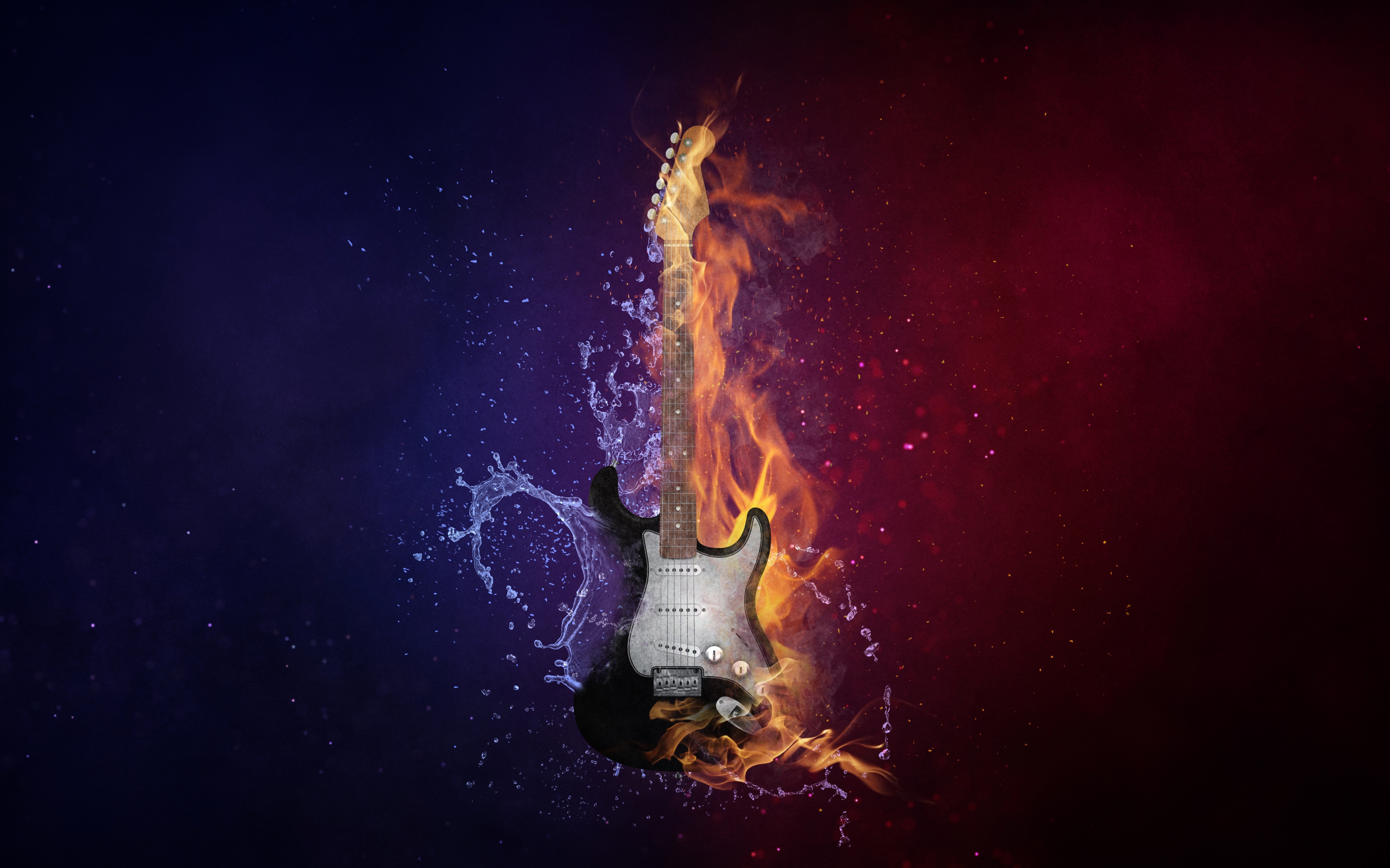 Обои обои гитара цифровое искусство пожар на рабочий стол