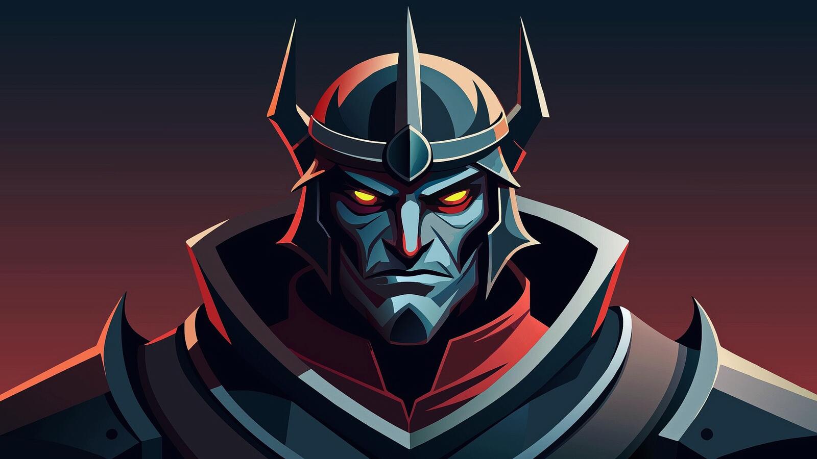 Free photo Portrait of an evil warrior in helmet and armor