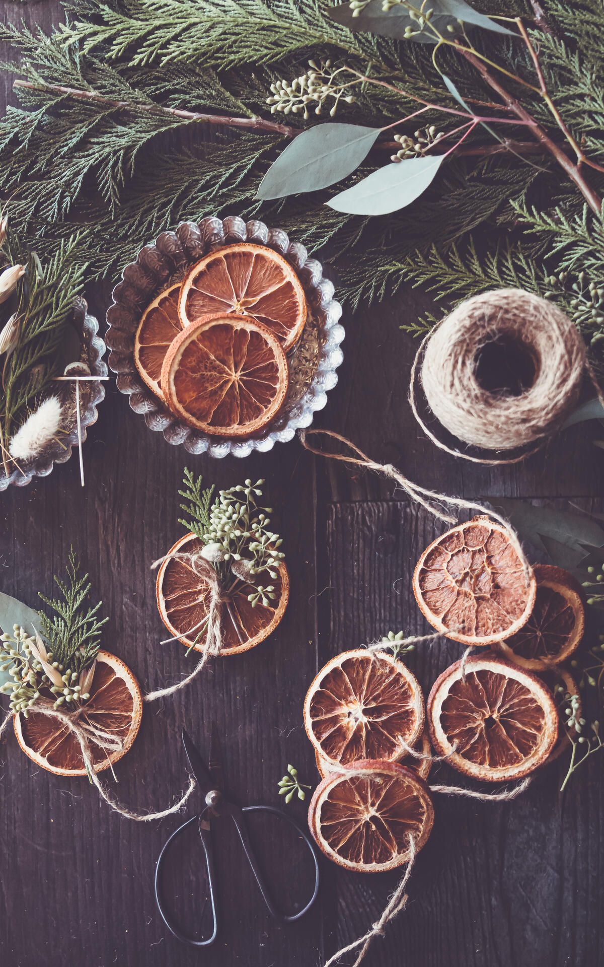Decorating with old dried oranges