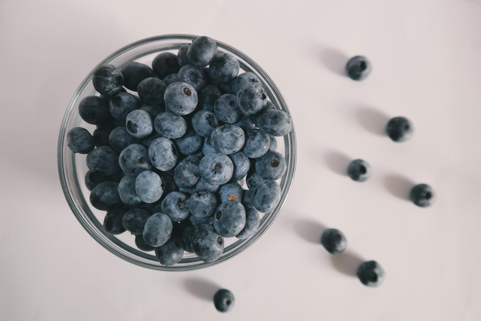 免费照片蓝莓在白色背景上的透明盘子里