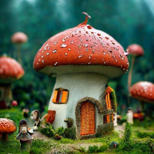 Mini house in the form of a mushroom