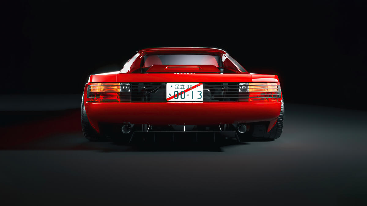 Красная Ferrari Testarossa вид сзади
