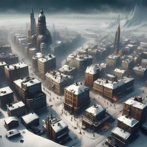 Rendering of a picture of a winter city