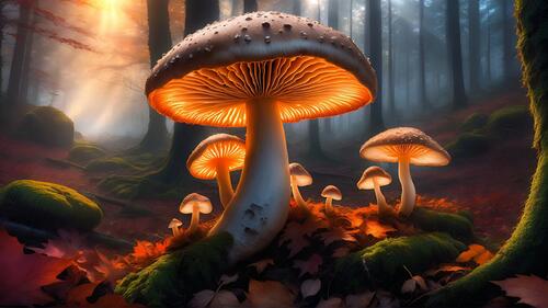 Giant mushrooms of the forest
