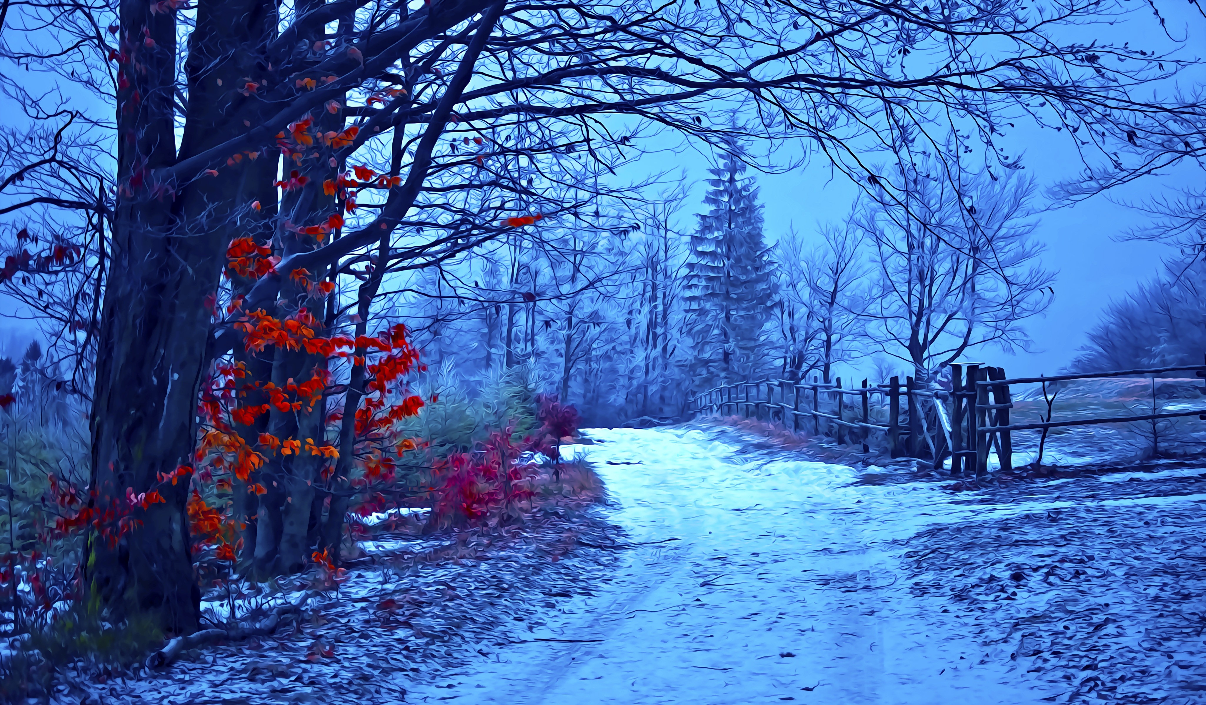 Фото бесплатно обои снег, живописный, настроение