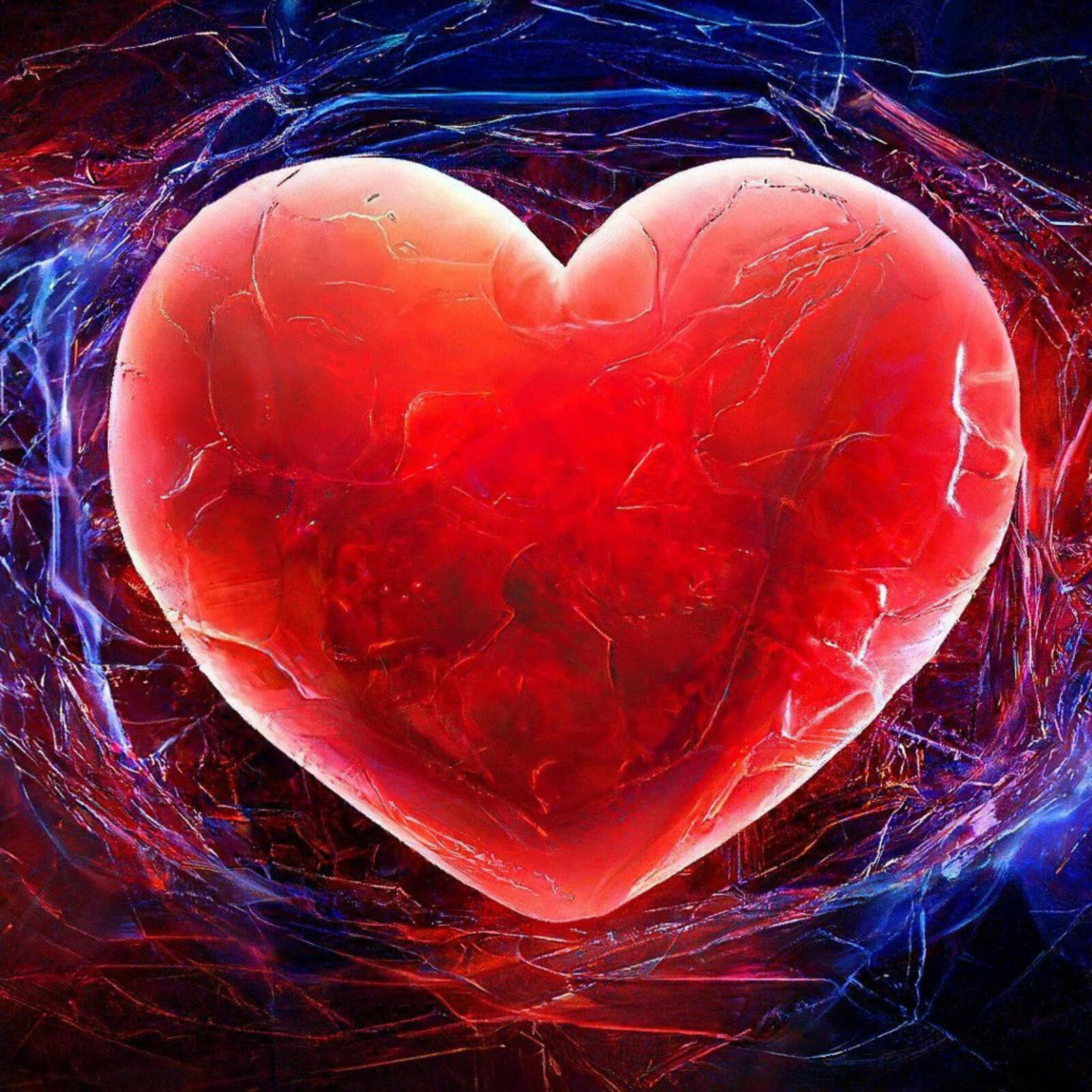 Бесплатное фото Красное сердце в трещинах