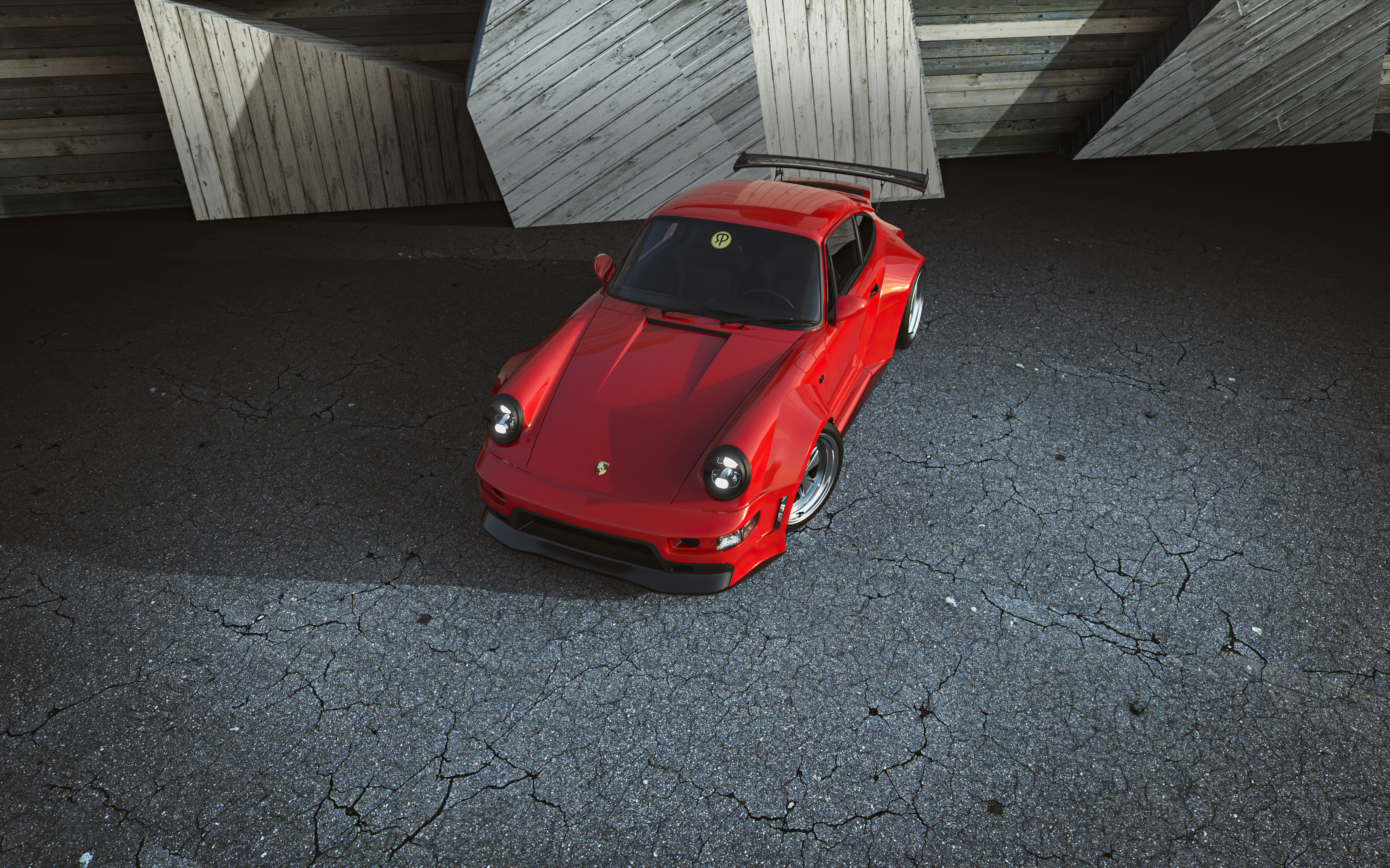 Красный старинный Porsche 911