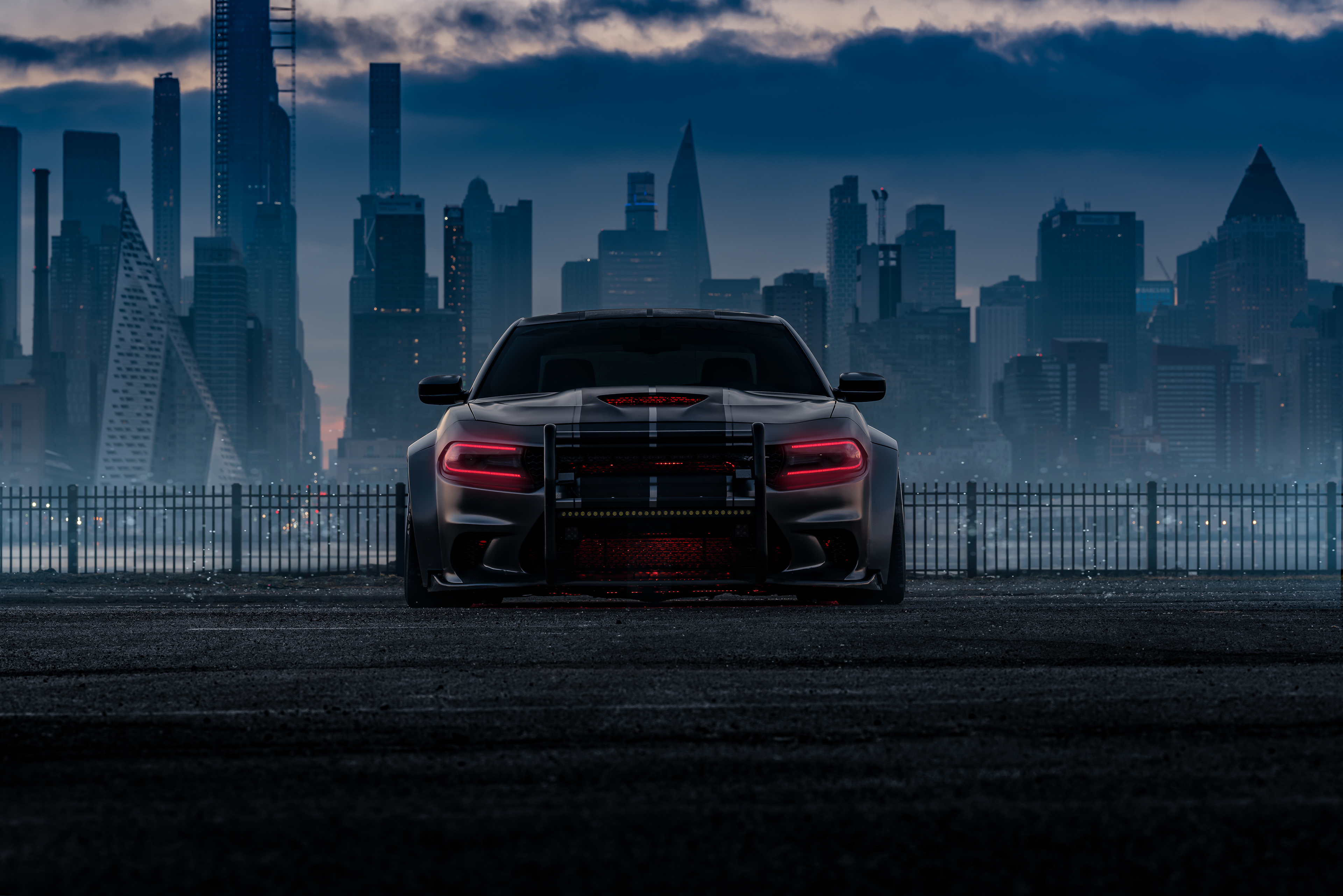 Rendering of Dodge Charger with red headlights