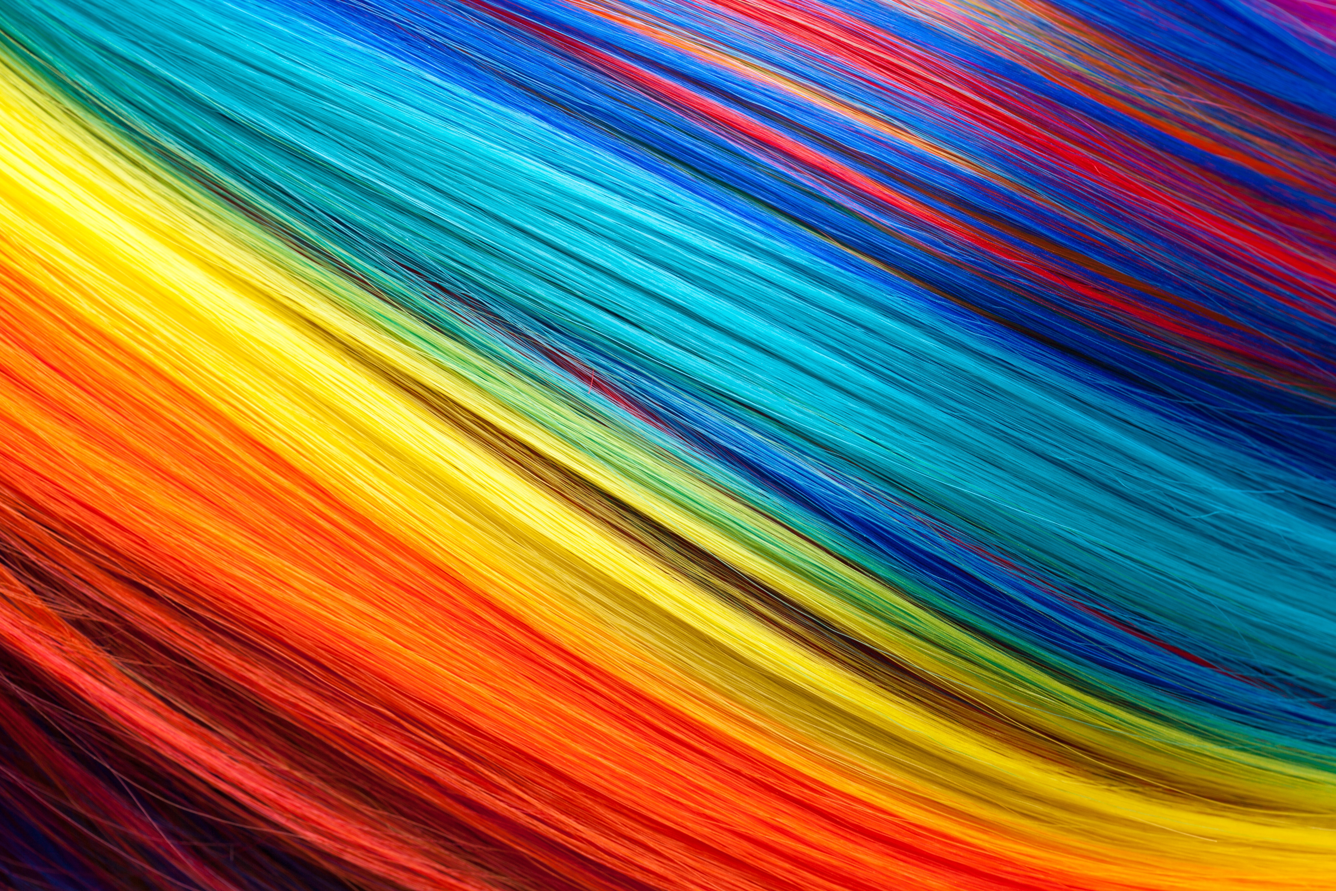 Thin colored threads in the form of a rainbow