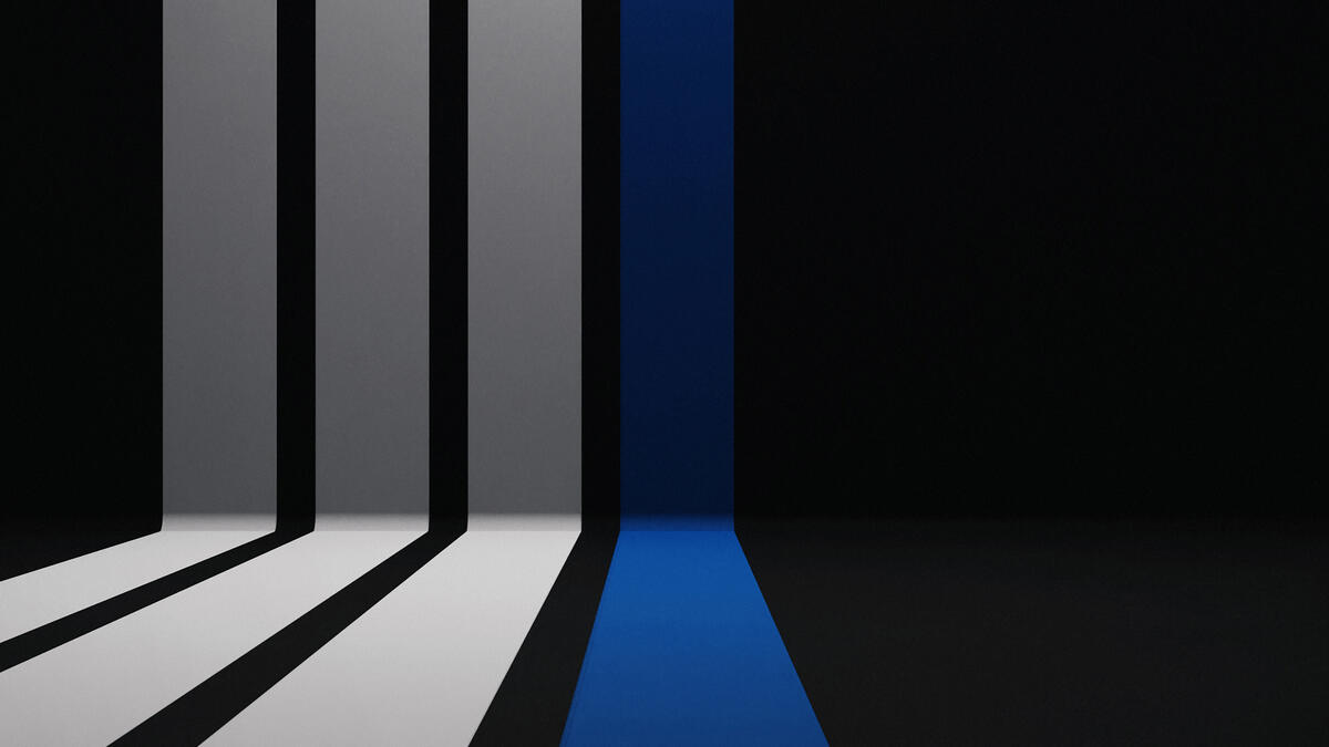 Dark abstraction with white and blue lines