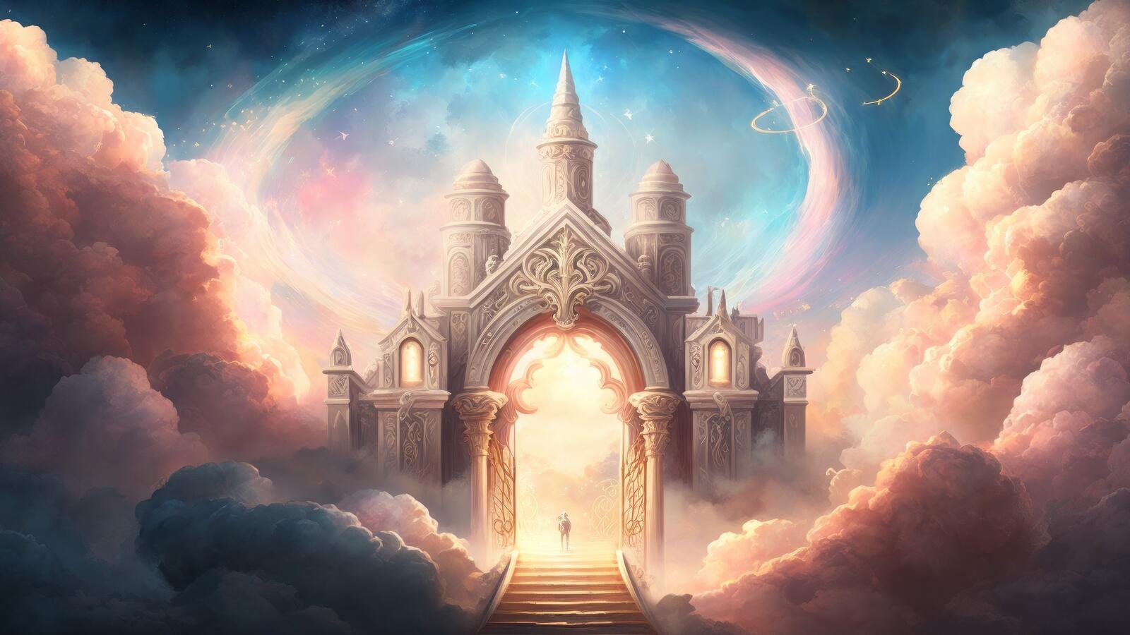 Бесплатное фото Ворота в рай окутанные небесами