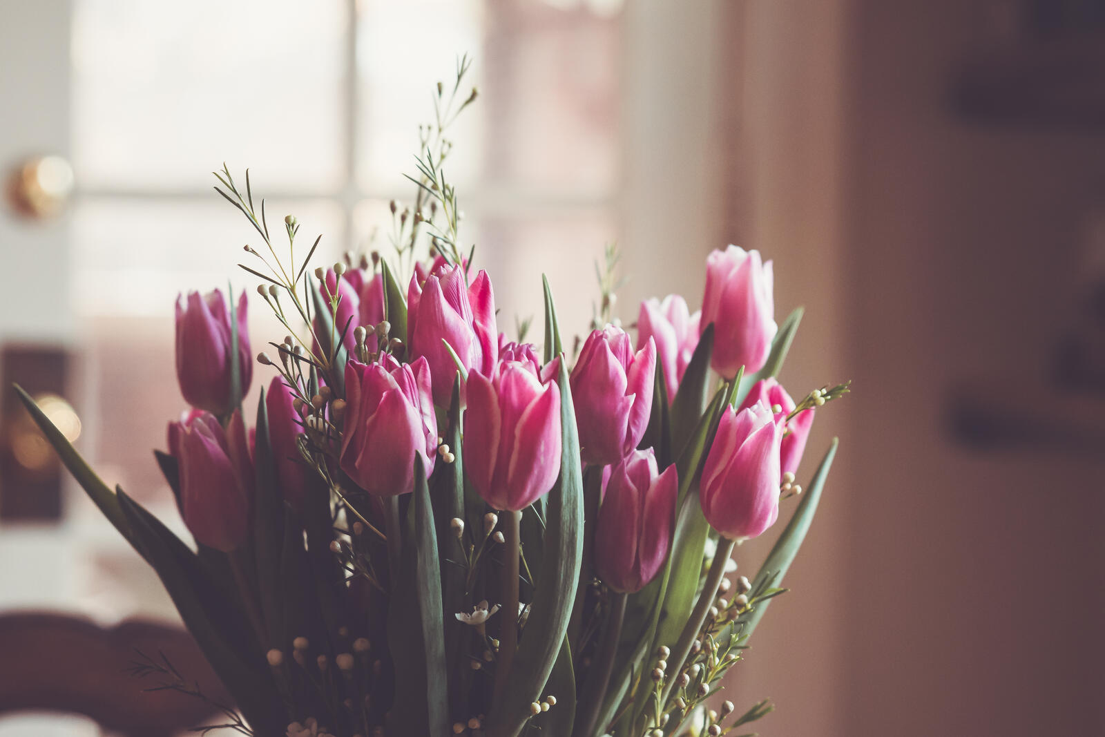 Бесплатное фото Букет из розовых тюльпанов