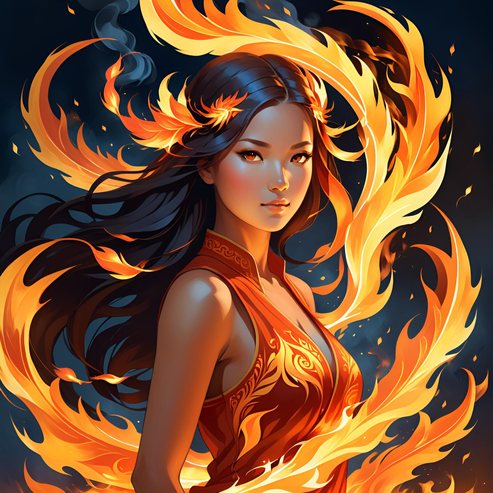 Бесплатное фото Девушка дух огня