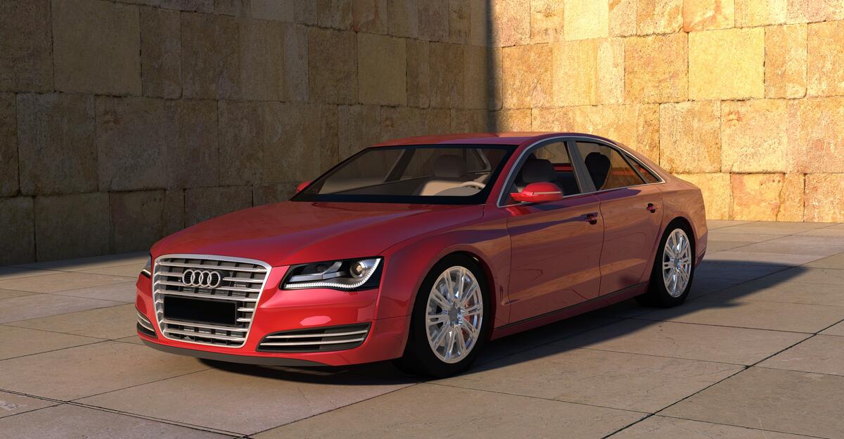 A red executive Audi