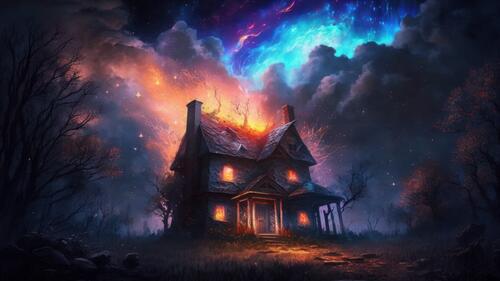 Страшный дом на закате