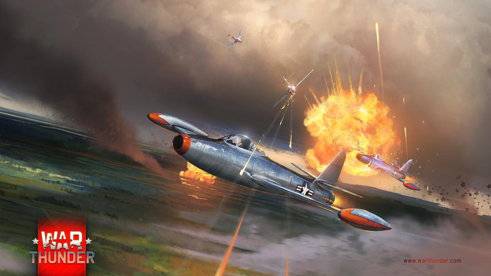 Бесплатное фото Сражение в небе в War Thunder