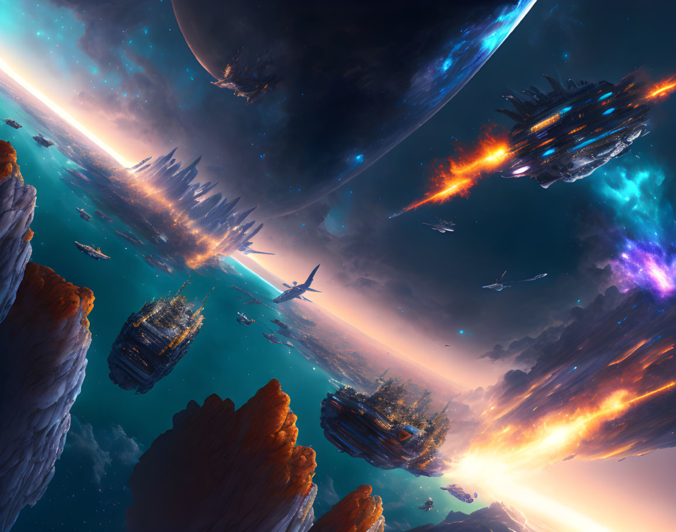 Бесплатное фото Битва космических кораблей