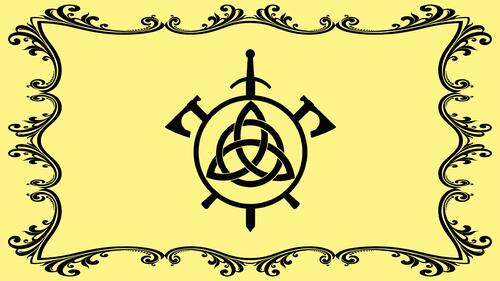 На желтом фоне эмблема рыцарского клуба Бродекс рамка