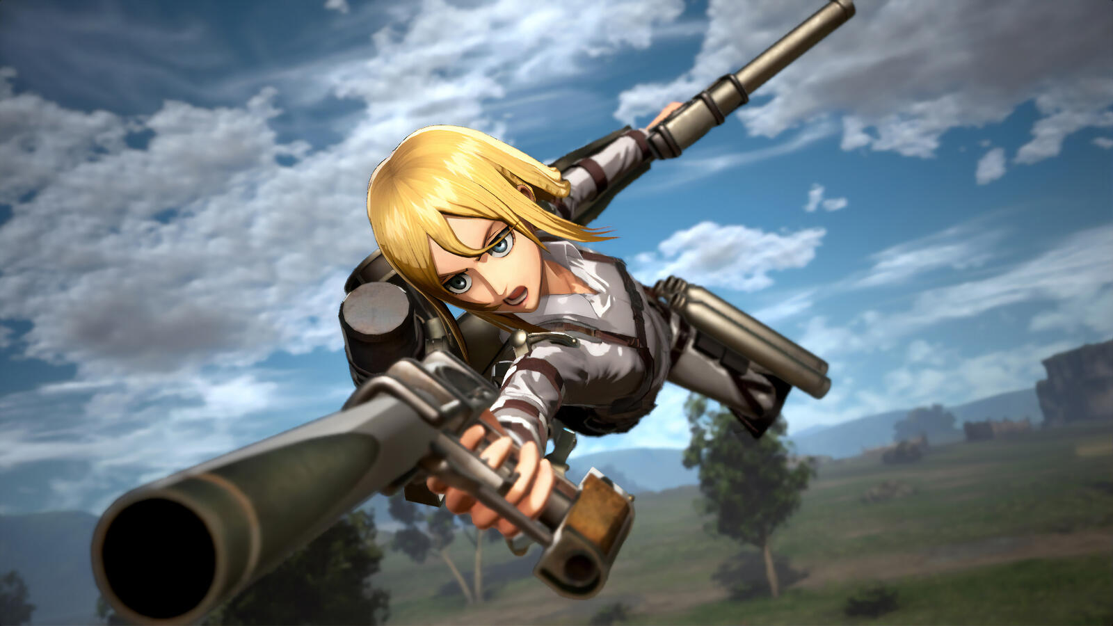 Бесплатное фото Девочка с пистолетом из игры attack on titan 2