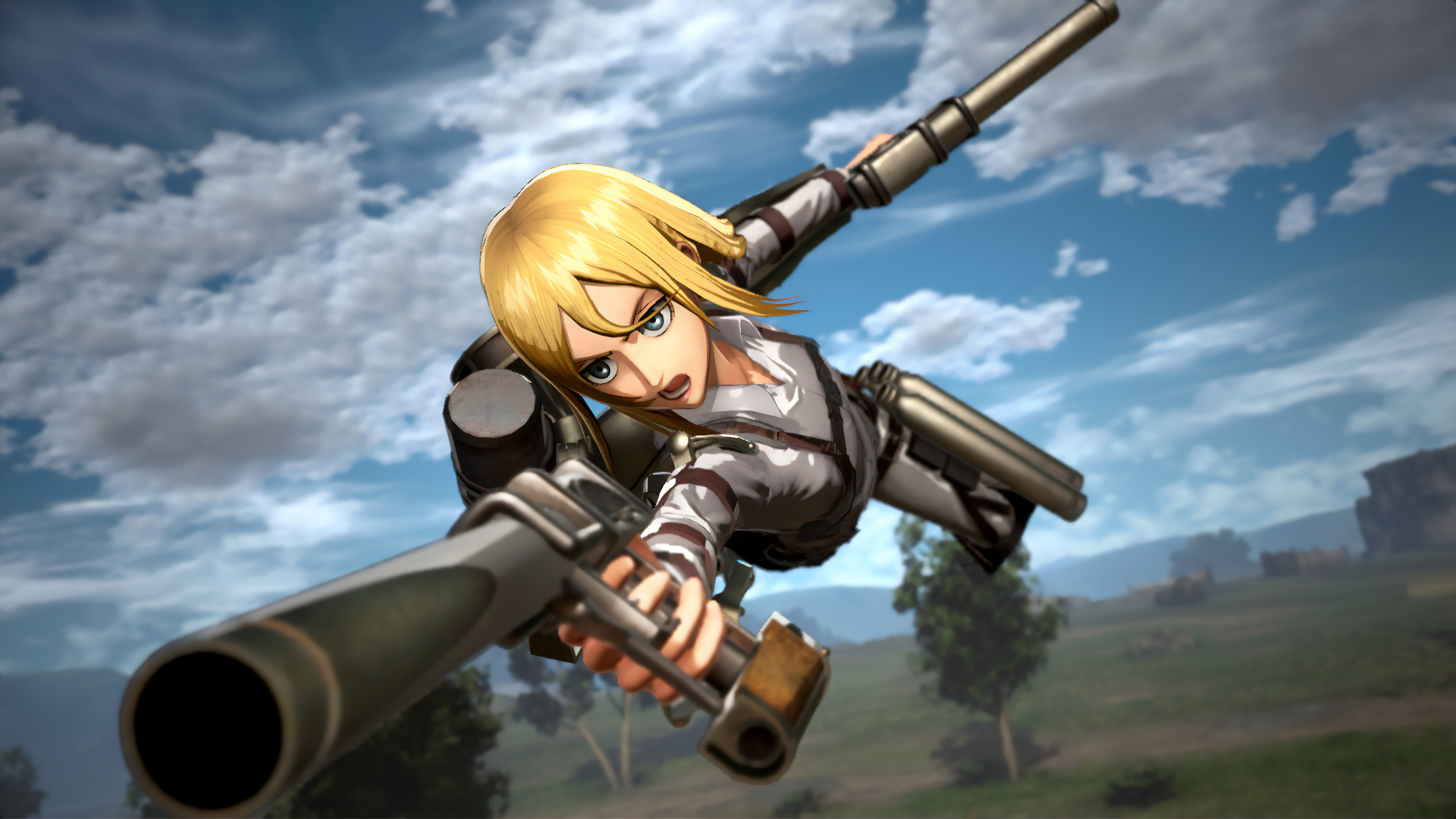 Бесплатное фото Девочка с пистолетом из игры attack on titan 2