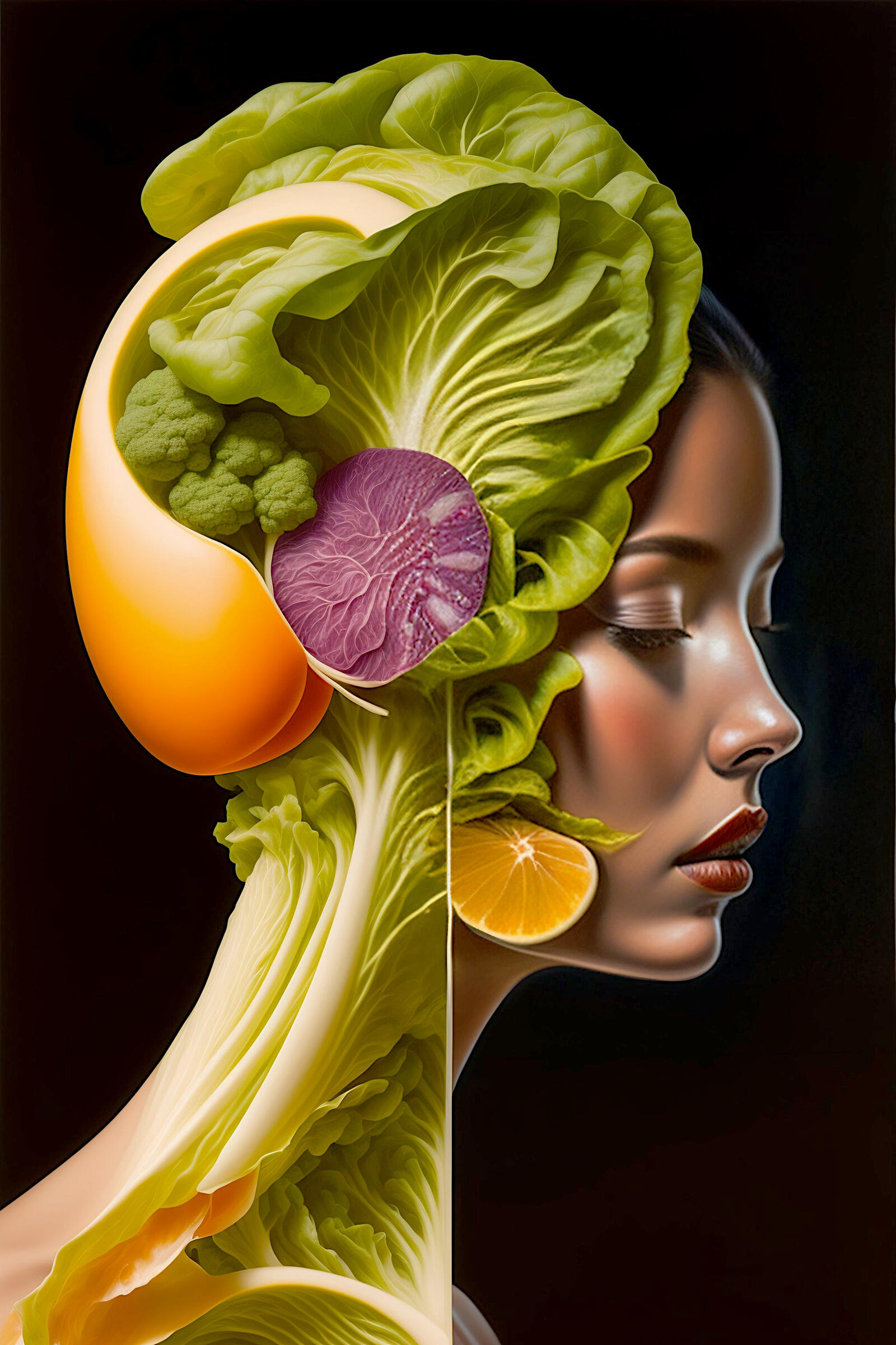 Wallpapers brain vegetables face on the desktop