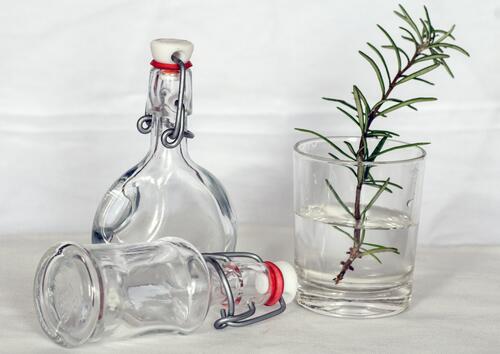 Transparent glass bottles