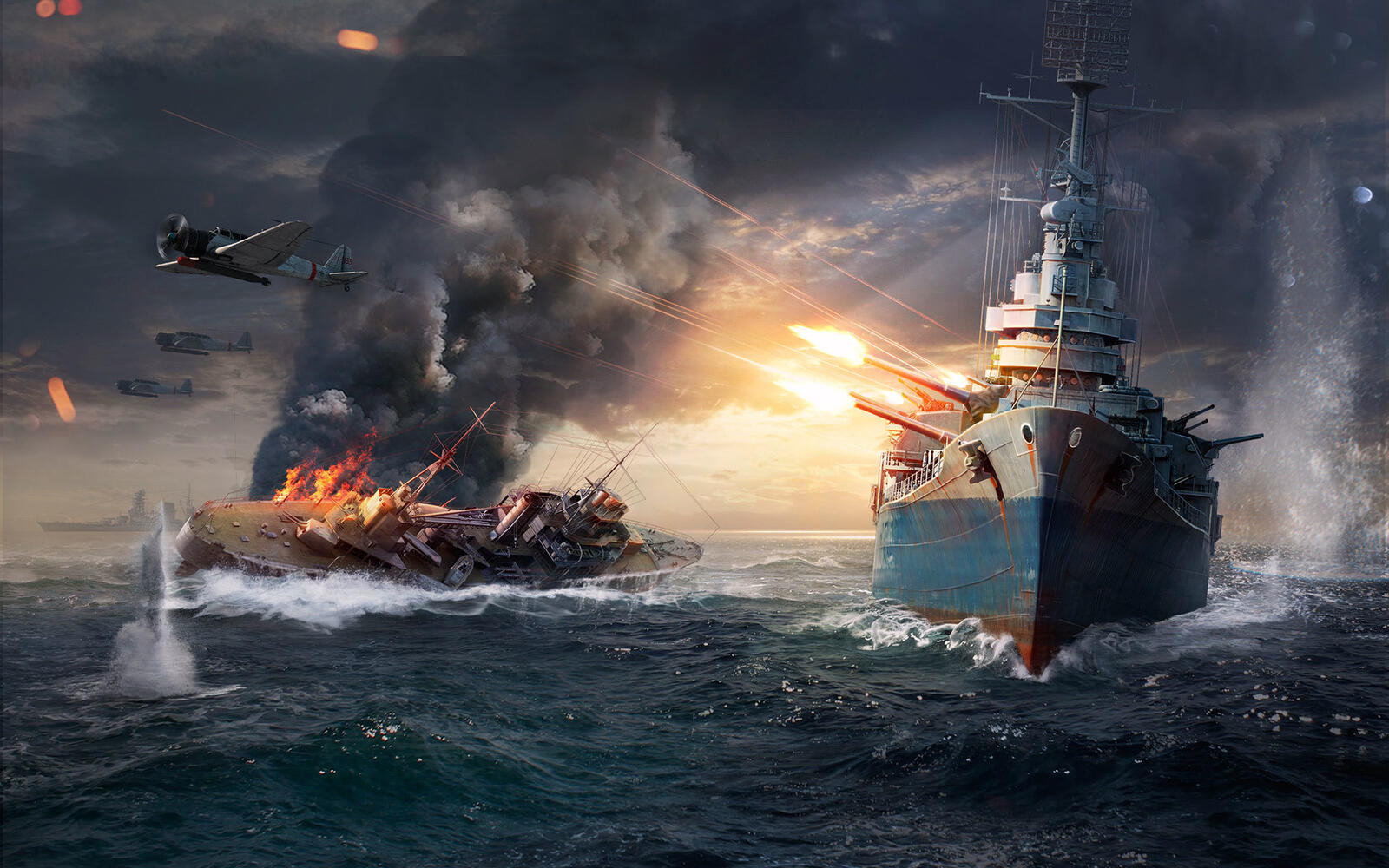 Бесплатное фото Морская битва на картинке