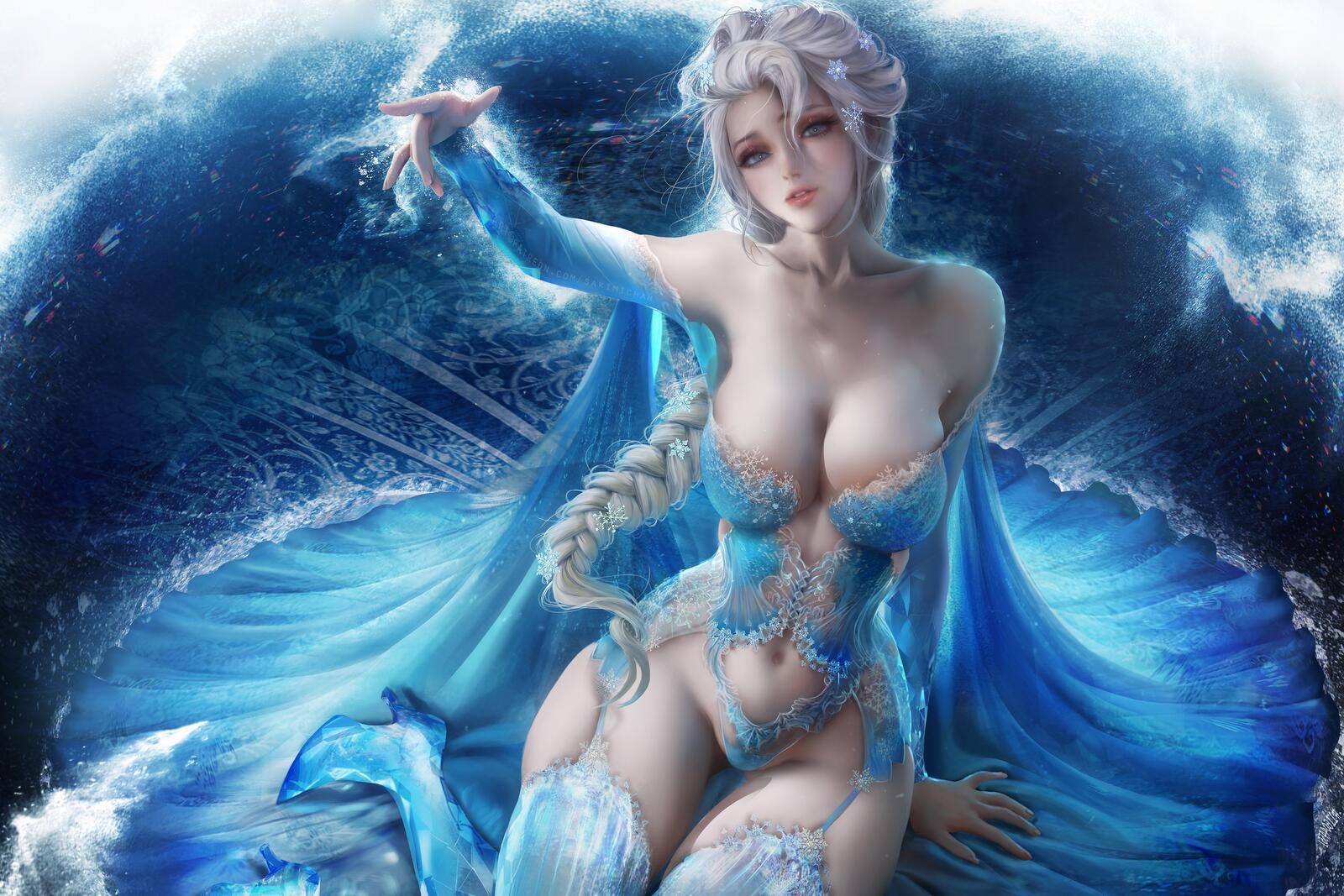 Бесплатное фото Морская богиня управляющая волнами