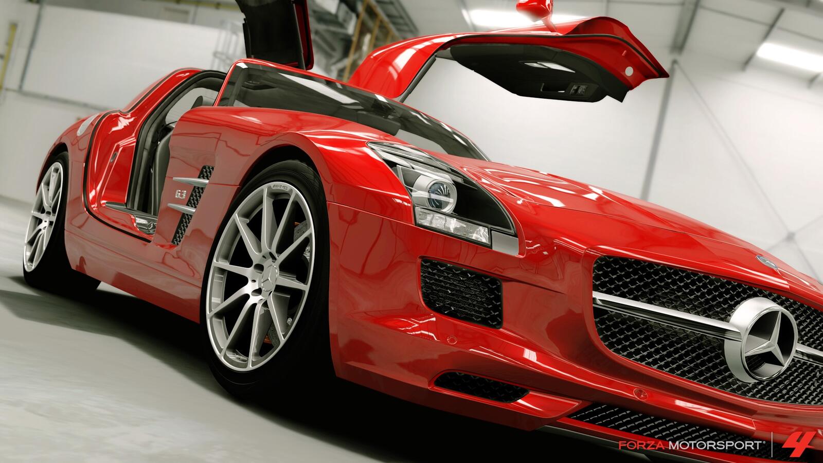Free photo Mercedes Benz SLS AMG in red color