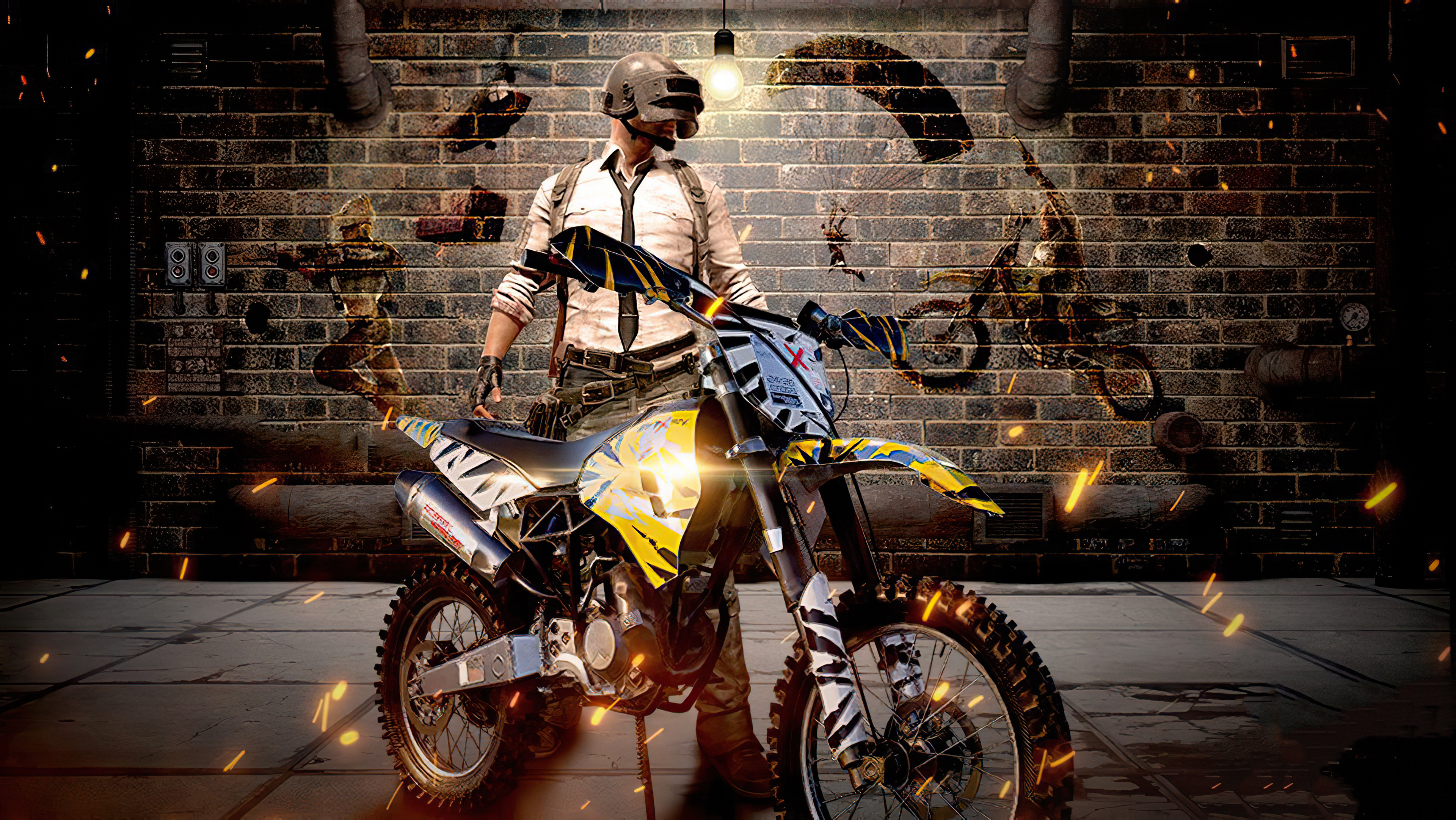 Бесплатное фото Кроссовый мотоцикл в игре Playerunknowns Battlegrounds