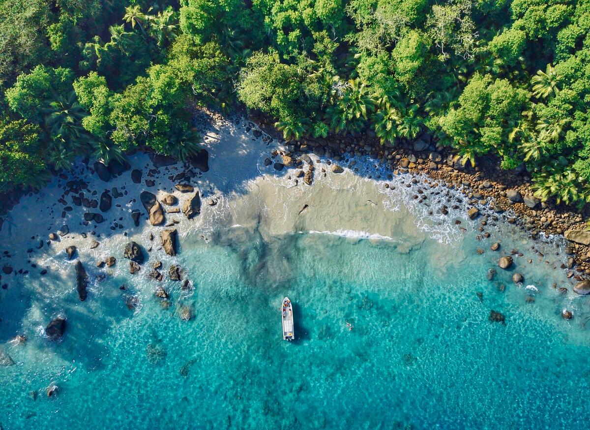 A boat off the coast of the Seychelles