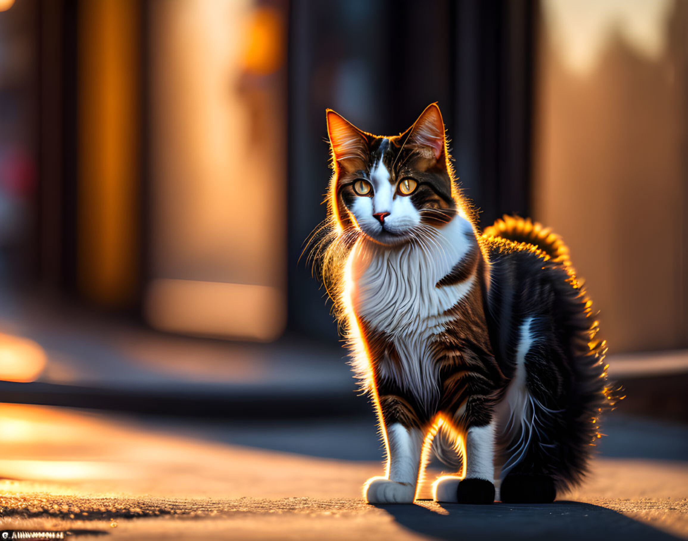 免费照片画一只毛茸茸的街猫