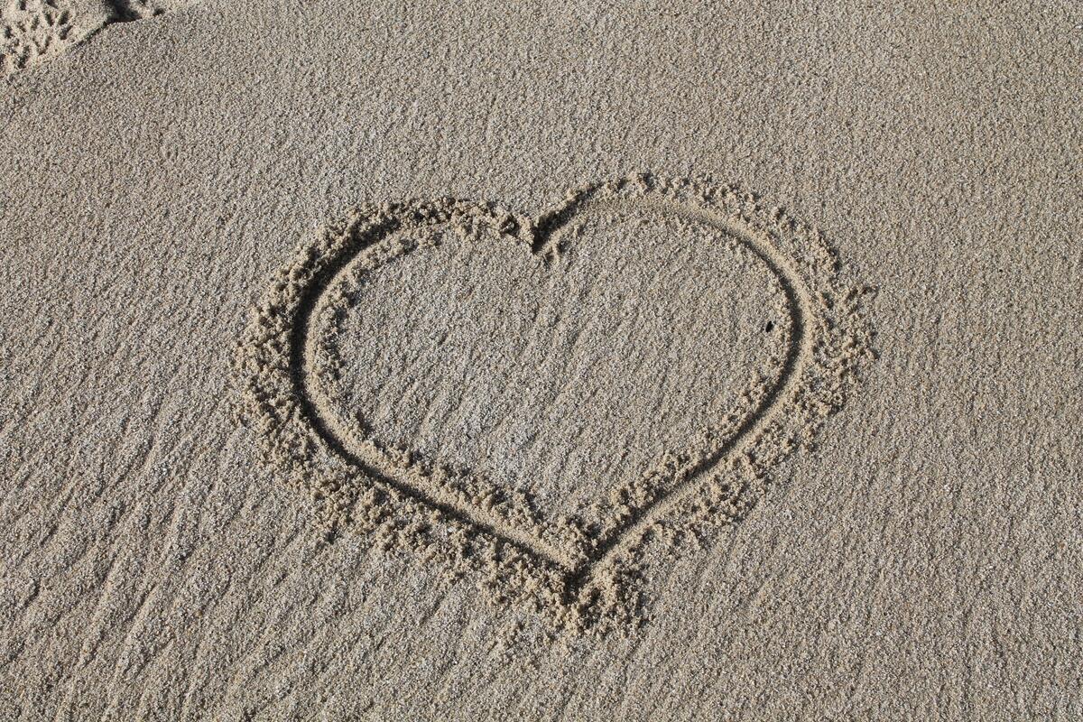 A heart in the sand
