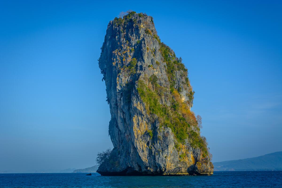 A high rock in the depths of the sea in Thailand