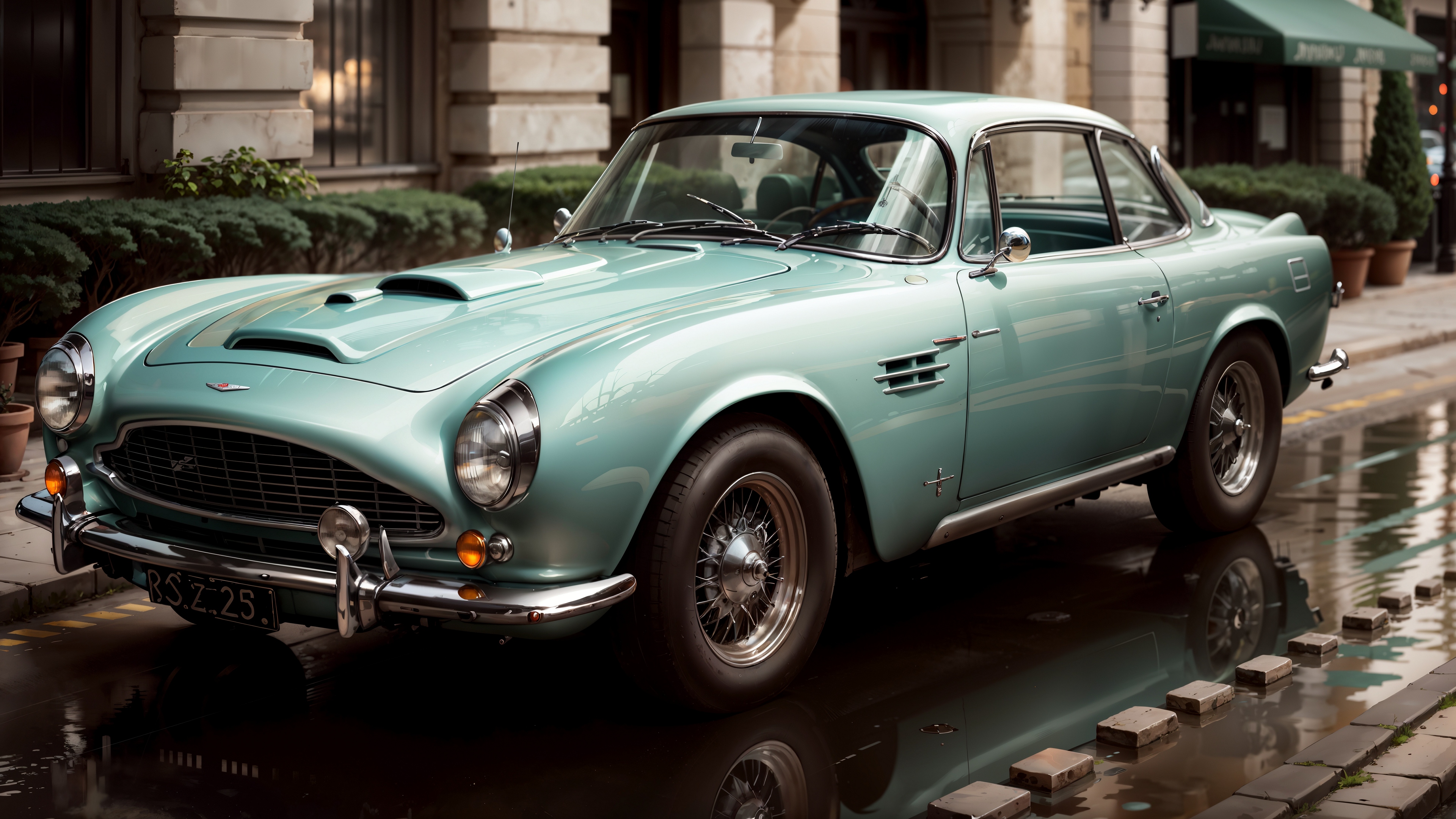 Free photo A vintage Aston Martin like James Bond.