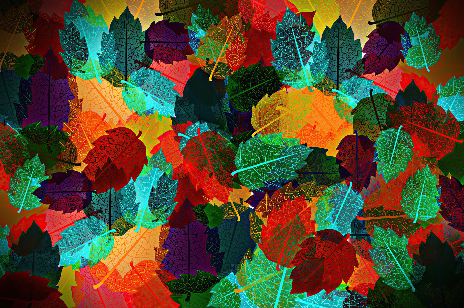Бесплатное фото Разноцветные осенние листья