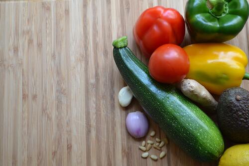 Fresh vegetables on a wooden background
