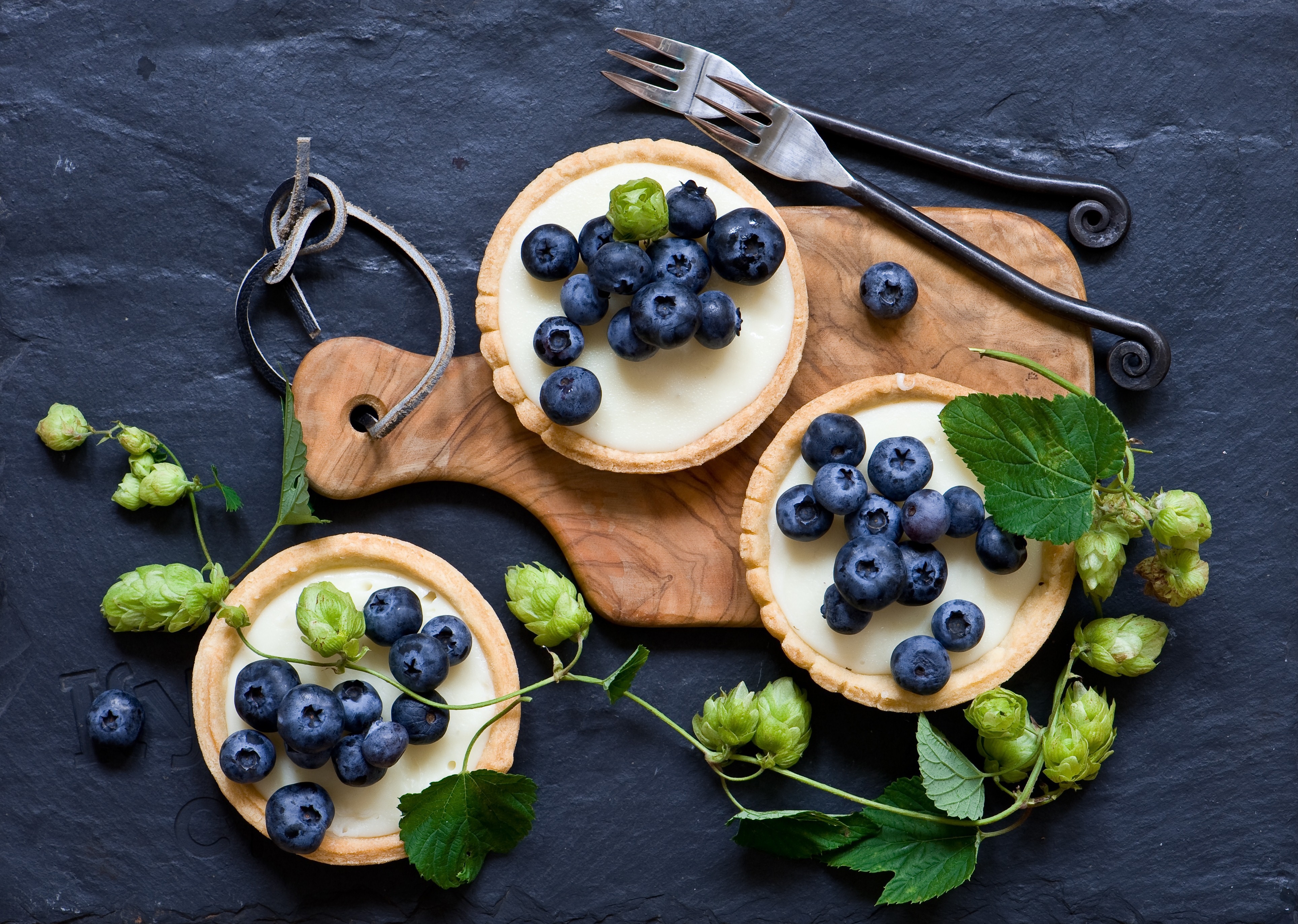 Wild blueberries on plates