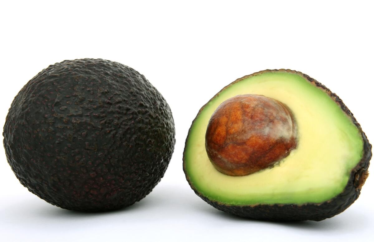 Avocado cut on a white background