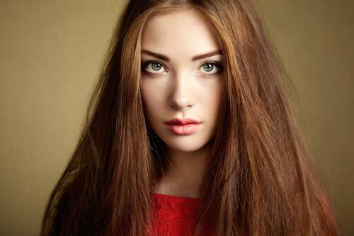 Beautiful girl with dark loose hair